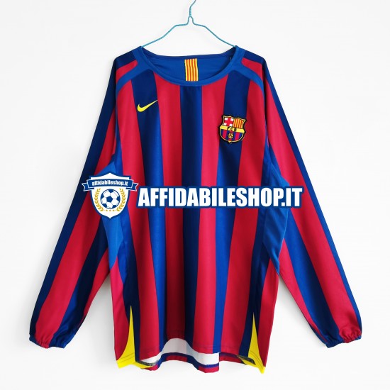 Maglia FC Barcelona Retro 2005-2006 Uomo Manica Lunga, Gara Home