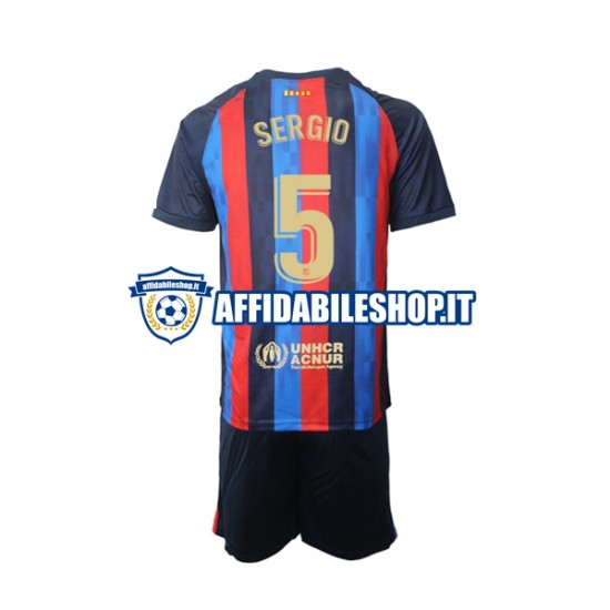 Maglia FC Barcelona Sergio Busquets 5 2022-2023 Bambino 3-13 anni Manica Corta, Gara Home