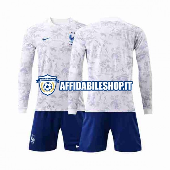 Maglia Francia World Cup 2022 Bambino 3-13 anni Manica Lunga, Gara Away