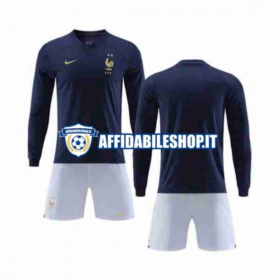 Maglia Francia World Cup 2022 Bambino 3-13 anni Manica Lunga, Gara Home