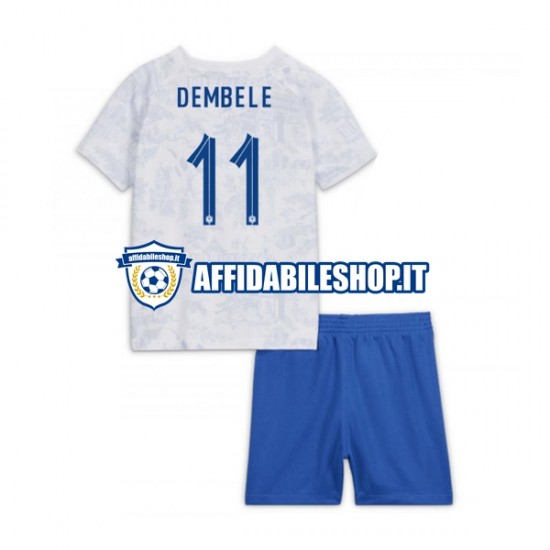 Maglia Francia Dembele 11 World Cup 2022 Bambino 3-13 anni Manica Corta, Gara Away