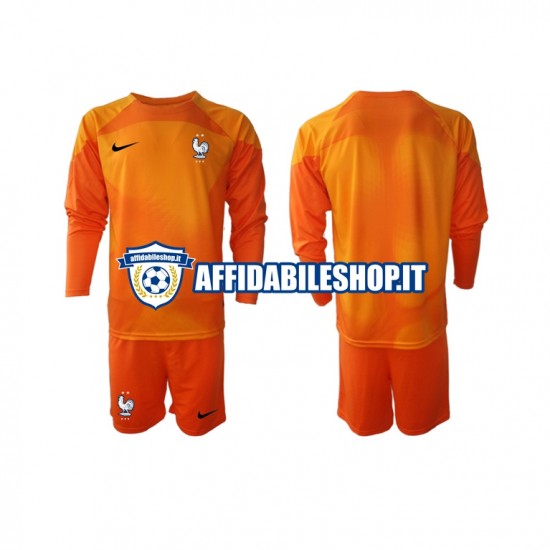 Maglia Francia Portiere World Cup 2022 Bambino 3-13 anni Manica Lunga, Gara Away