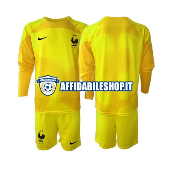 Maglia Francia Portiere World Cup 2022 Bambino 3-13 anni Manica Lunga, Gara Terza