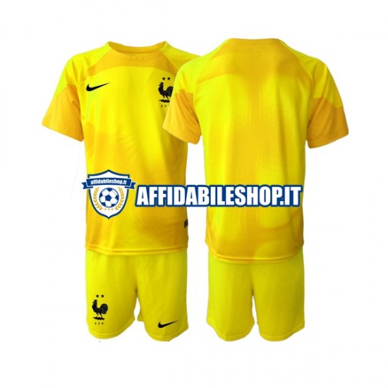 Maglia Francia Portiere World Cup 2022 Bambino 3-13 anni Manica Corta, Gara Terza