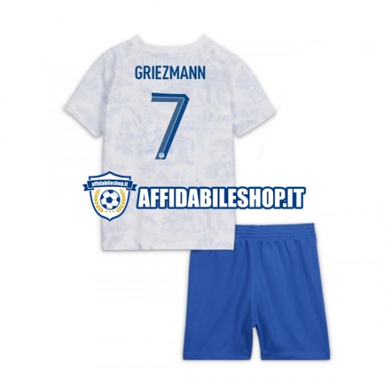 Maglia Francia Griezmann 7 World Cup 2022 Bambino 3-13 anni Manica Corta, Gara Away