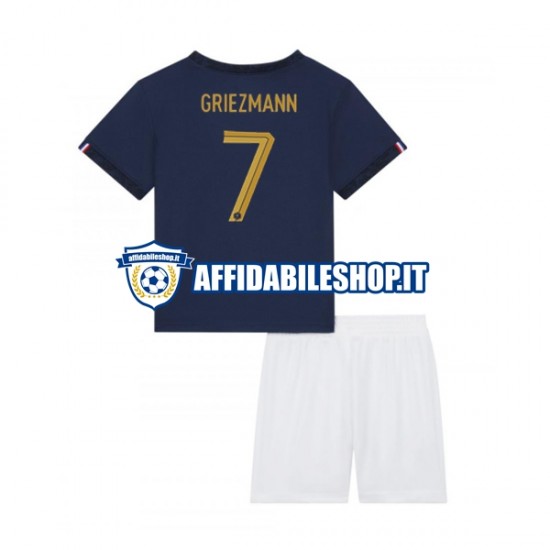 Maglia Francia Griezmann 7 World Cup 2022 Bambino 3-13 anni Manica Corta, Gara Home