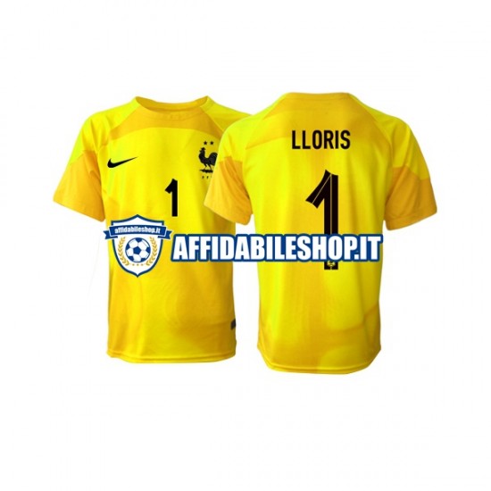 Maglia Francia Portiere Hugo Lloris 1 World Cup 2022 Uomo Manica Corta, Gara Terza