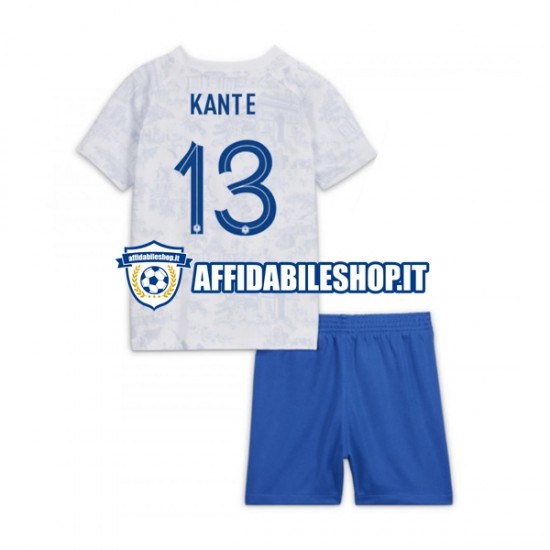 Maglia Francia Kante 13 World Cup 2022 Bambino 3-13 anni Manica Corta, Gara Away