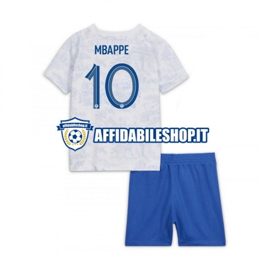 Maglia Francia Mbappé 10 World Cup 2022 Bambino 3-13 anni Manica Corta, Gara Away