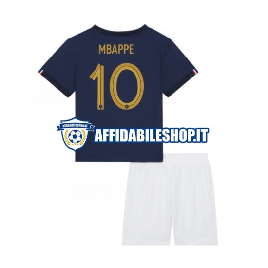 Maglia Francia Mbappé 10 World Cup 2022 Bambino 3-13 anni Manica Corta, Gara Home