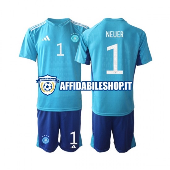 Maglia Germania Portiere Manuel Neuer 1 World Cup 2022 Bambino 3-13 anni Manica Corta, Gara Home