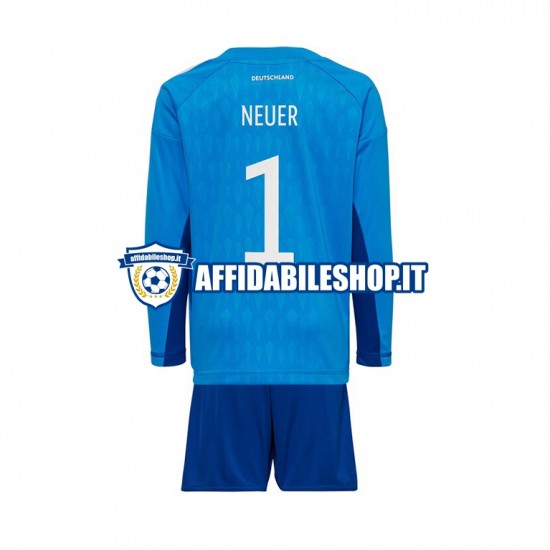 Maglia Germania Portiere Manuel Neuer 1 World Cup 2022 Bambino 3-13 anni Manica Lunga, Gara Home