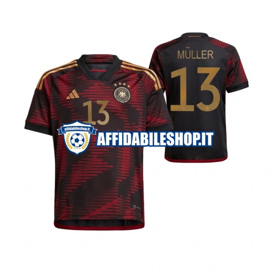 Maglia Germania Thomas Muller 13 World Cup 2022 Uomo Manica Corta, Gara Away