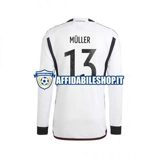 Maglia Germania Thomas Muller 13 World Cup 2022 Uomo Manica Lunga, Gara Home