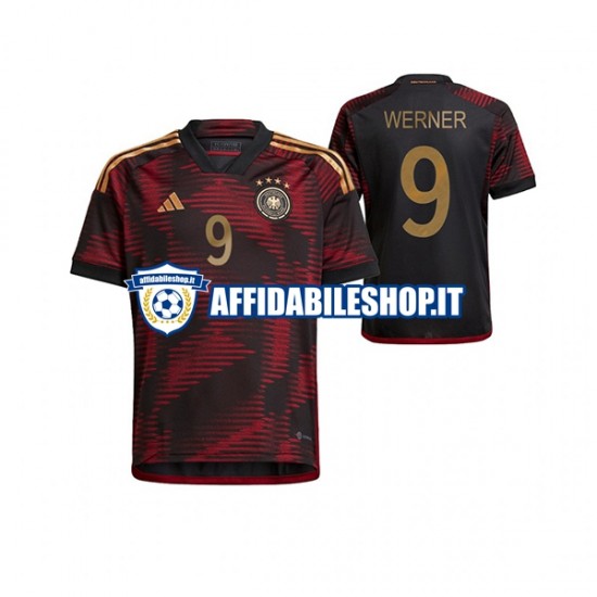 Maglia Germania Timo Werner 9 World Cup 2022 Uomo Manica Corta, Gara Away