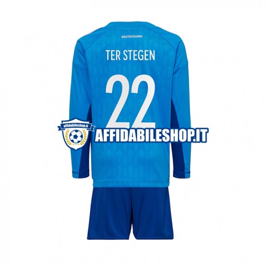 Maglia Germania Portiere ter Stegen 22 World Cup 2022 Bambino 3-13 anni Manica Lunga, Gara Home