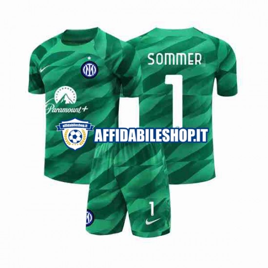 Maglia Inter Milan Portiere Sommer 1 2023-2024 Bambino 3-13 anni Manica Corta, Gara Away