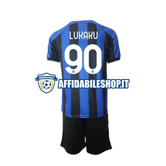 Maglia Inter Milan Romelu Lukaku 90 2022-2023 Bambino 3-13 anni Manica Corta, Gara Home