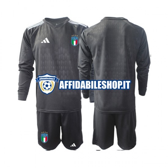 Maglia Italia Portiere 2023 Bambino 3-13 anni Manica Lunga, Gara Away