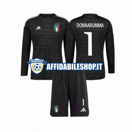 Maglia Italia Portiere Donnarumma 1 2023 Bambino 3-13 anni Manica Lunga, Gara Away