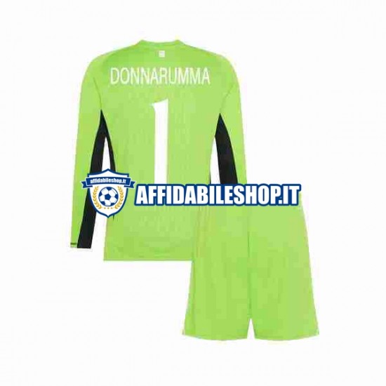 Maglia Italia Portiere Donnarumma 1 2023 Bambino 3-13 anni Manica Lunga, Gara Home