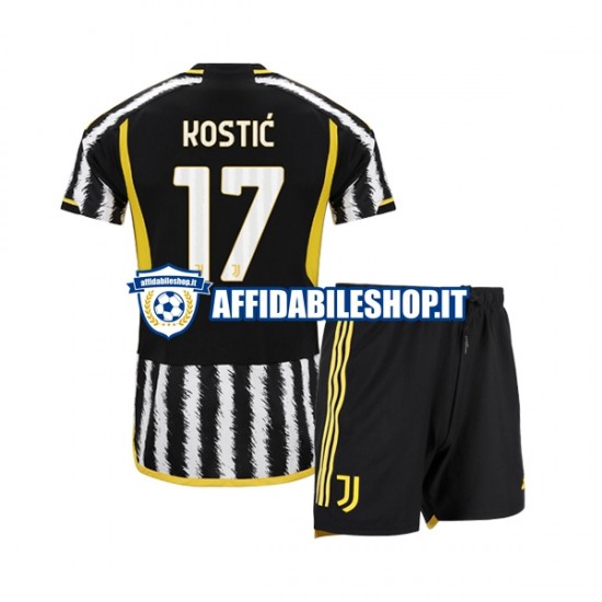 Maglia Juventus Filip Kostic 17 2023-2024 Bambino 3-13 anni Manica Corta, Gara Home