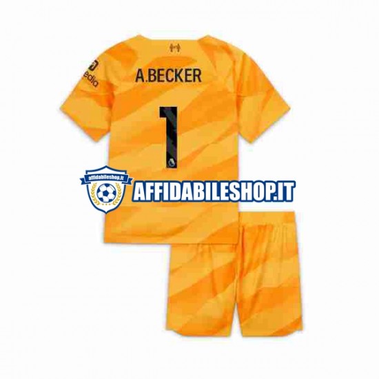 Maglia Liverpool Portiere A Becker 1 2023-2024 Bambino 3-13 anni Manica Corta, Gara Terza