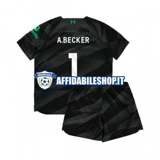 Maglia Liverpool Portiere A.Becker 1 2023-2024 Bambino 3-13 anni Manica Corta, Gara Away