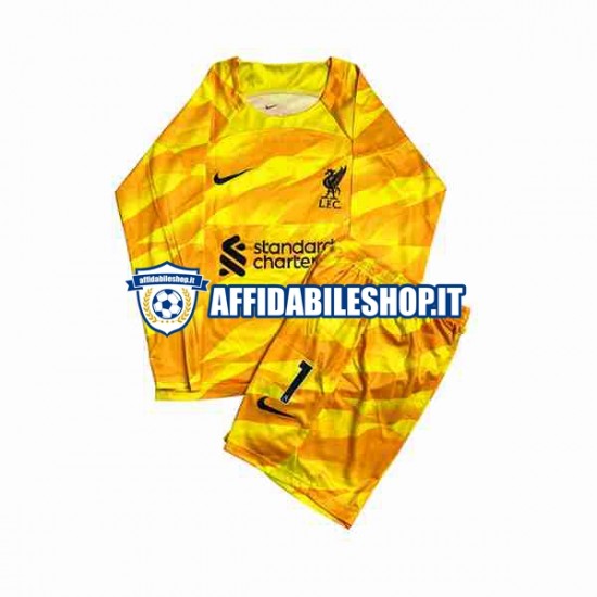 Maglia Liverpool Portiere A.Becker 1 2023-2024 Bambino 3-13 anni Manica Lunga, Gara Terza