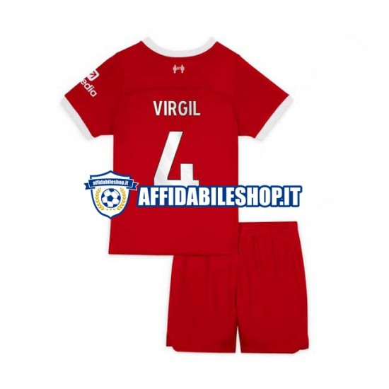 Maglia Liverpool Virgil van Dijk 4 2023-2024 Bambino 3-13 anni Manica Corta, Gara Home