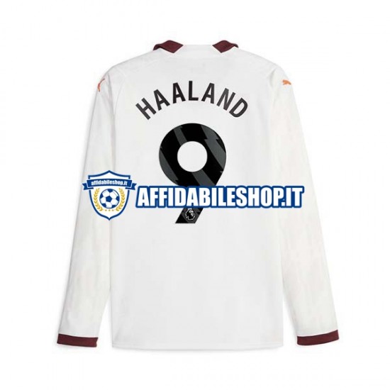 Maglia Manchester City Erling Haaland 9 2023-2024 Uomo Manica Lunga, Gara Away