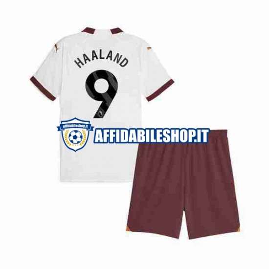 Maglia Manchester City Erling Haaland 9 2023-2024 Bambino 3-13 anni Manica Corta, Gara Away