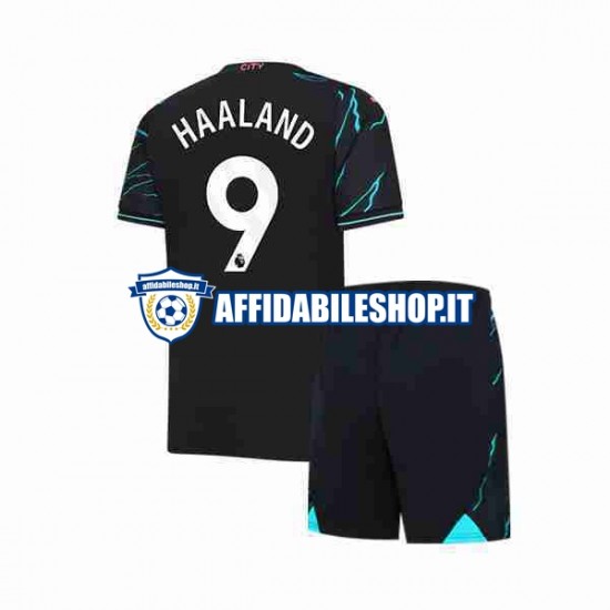 Maglia Manchester City Erling Haaland 9 2023-2024 Bambino 3-13 anni Manica Corta, Gara Terza