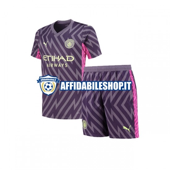 Maglia Manchester City Portiere 2023-2024 Bambino 3-13 anni Manica Corta, Gara Away