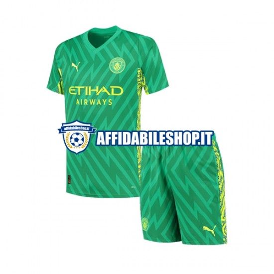 Maglia Manchester City Portiere 2023-2024 Bambino 3-13 anni Manica Corta, Gara Home