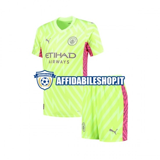 Maglia Manchester City Portiere 2023-2024 Bambino 3-13 anni Manica Corta, Gara Terza