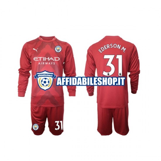 Maglia Manchester City Portiere Ederson M 31 2022-2023 Bambino 3-13 anni Manica Lunga, Gara Home