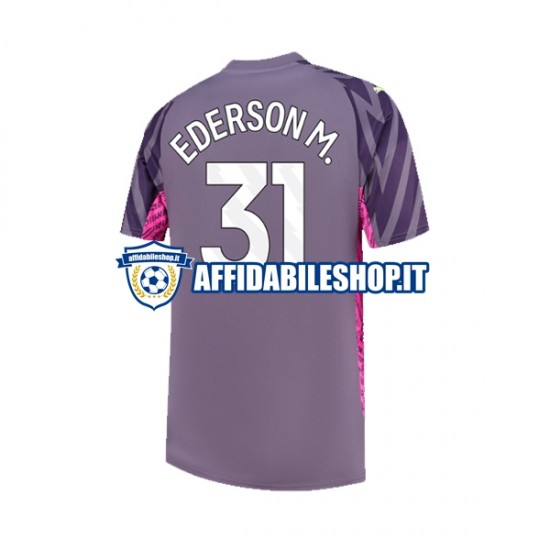 Maglia Manchester City Portiere Ederson Moraes 31 2023-2024 Uomo Manica Corta, Gara Away