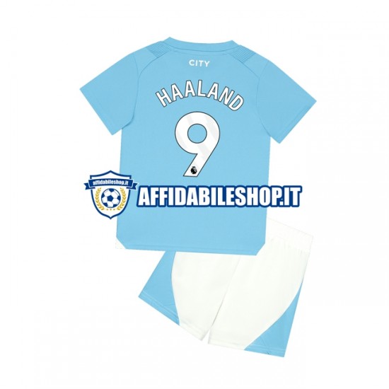 Maglia Manchester City Haaland 9 2023-2024 Bambino 3-13 anni Manica Corta, Gara Home