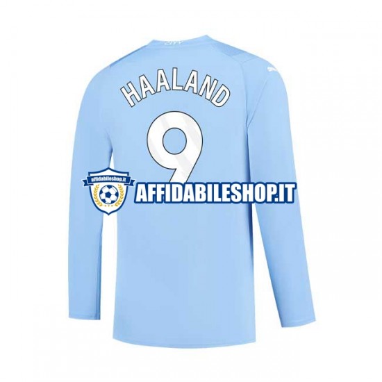 Maglia Manchester City Haaland 9 2023-2024 Uomo Manica Lunga, Gara Home