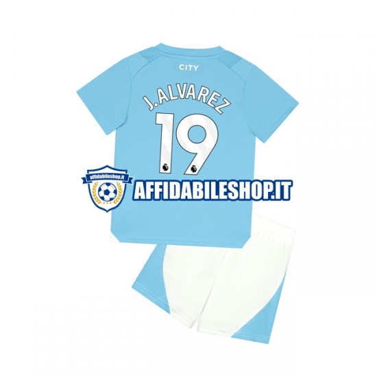 Maglia Manchester City J. ALVAREZ 19 2023-2024 Bambino 3-13 anni Manica Corta, Gara Home