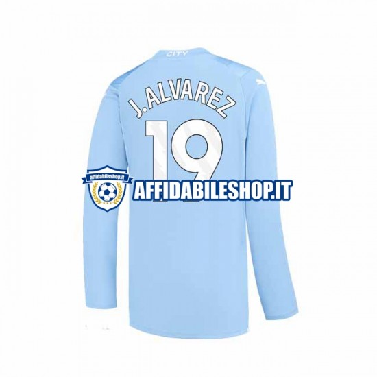 Maglia Manchester City J. ALVAREZ 19 2023-2024 Uomo Manica Lunga, Gara Home