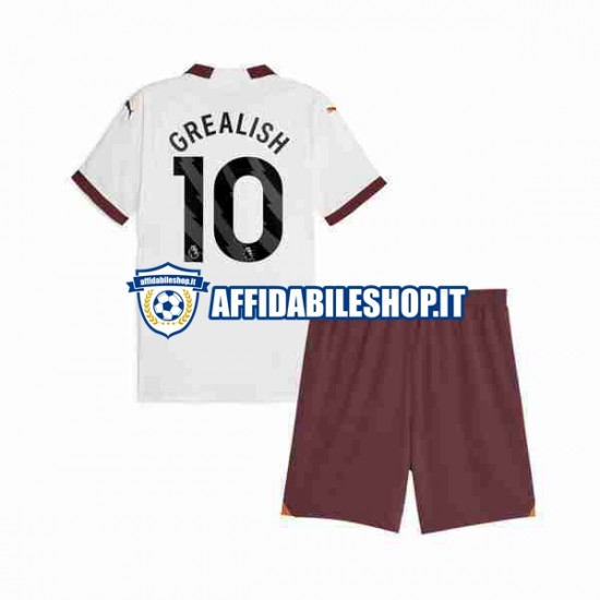 Maglia Manchester City Jack Grealish 10 2023-2024 Bambino 3-13 anni Manica Corta, Gara Away