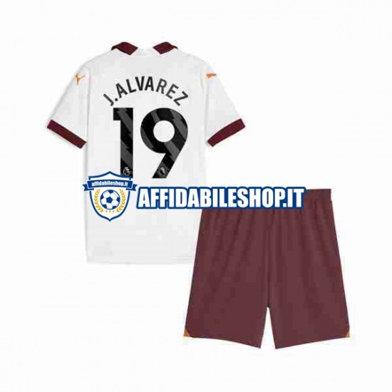 Maglia Manchester City Julian Alvarez 19 2023-2024 Bambino 3-13 anni Manica Corta, Gara Away