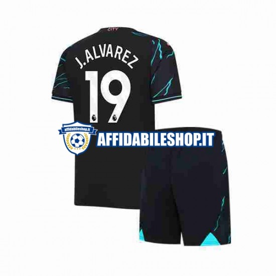 Maglia Manchester City Julian Alvarez 19 2023-2024 Bambino 3-13 anni Manica Corta, Gara Terza