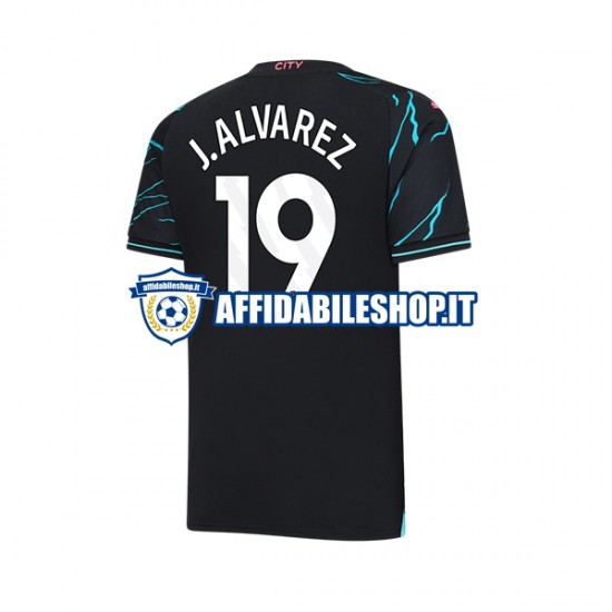 Maglia Manchester City Julian Alvarez 19 2023-2024 Uomo Manica Corta, Gara Terza