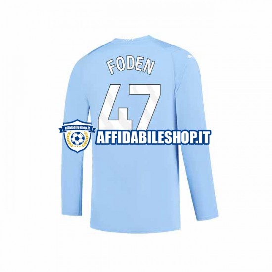 Maglia Manchester City Phil Foden 47 2023-2024 Uomo Manica Lunga, Gara Home