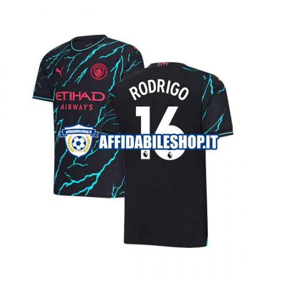 Maglia Manchester City Rodri Hernandez 16 2023-2024 Uomo Manica Corta, Gara Terza