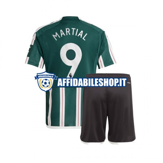 Maglia Manchester United Anthony Martial 9 2023-2024 Bambino 3-13 anni Manica Corta, Gara Away