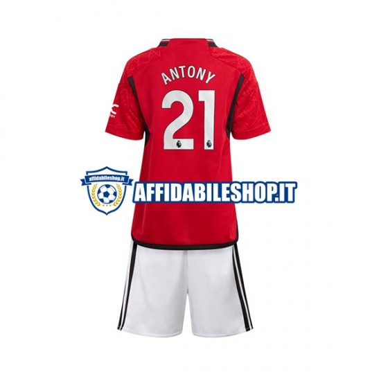 Maglia Manchester United Antony Matheus 21 2023-2024 Bambino 3-13 anni Manica Corta, Gara Home